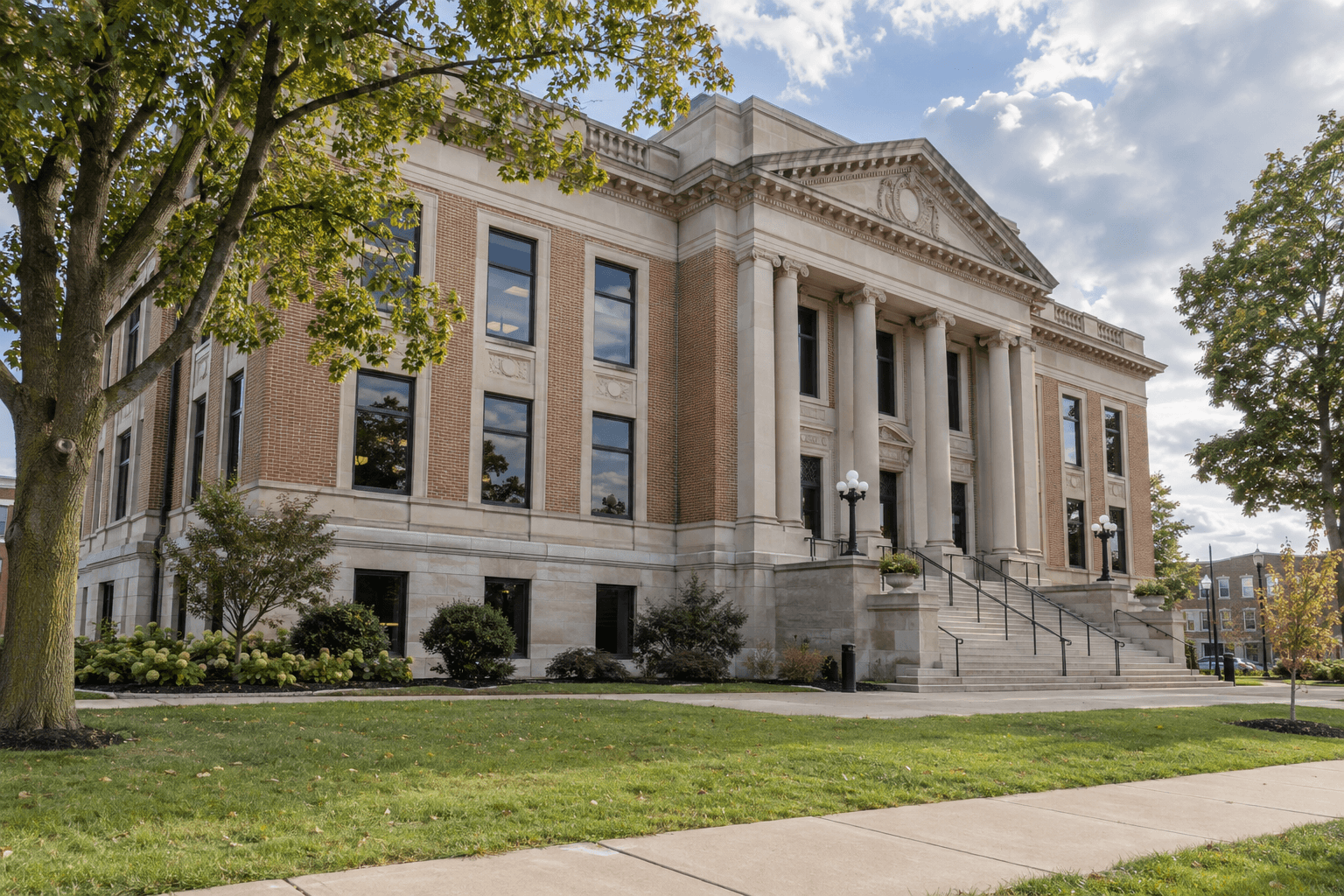 County government building representing legal and records issues after an injury crash in Kosciusko County.