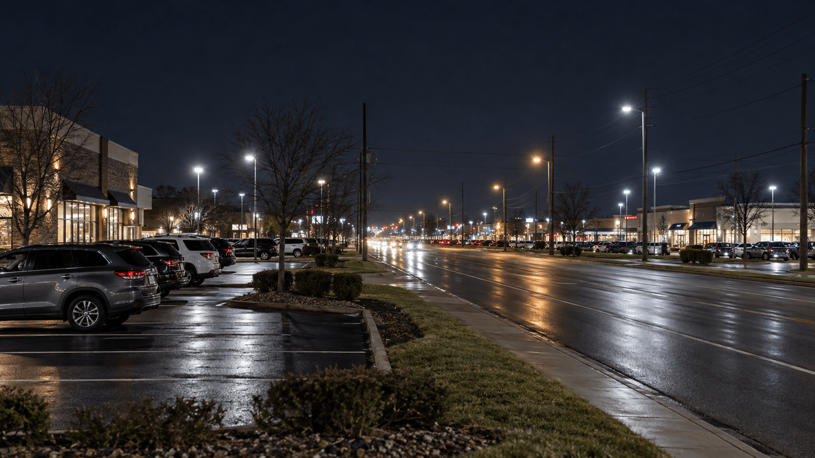 Michigan Road commercial area near West 56th Street in Indianapolis, the location identified in reports about the fatal shooting.