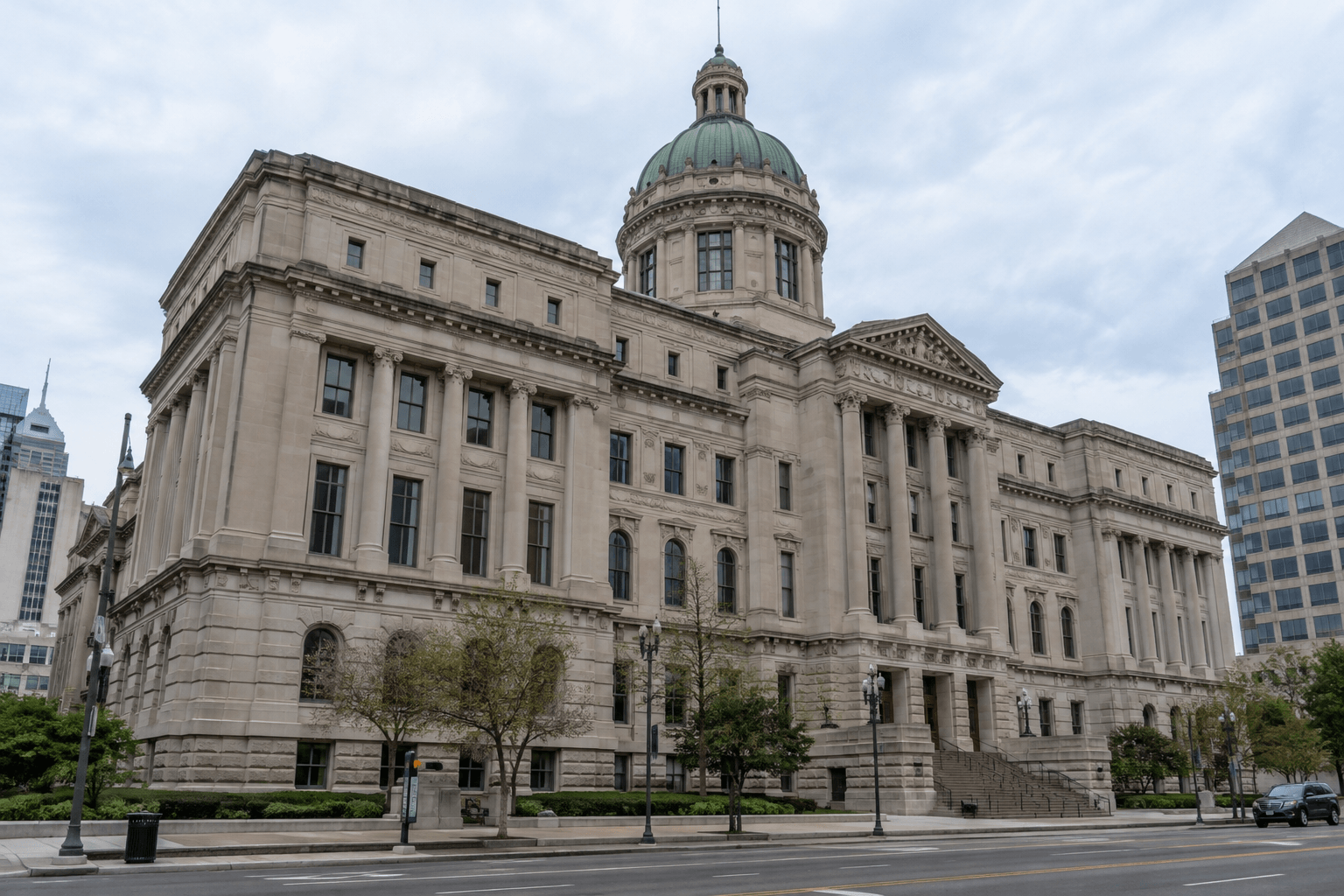 Marion County courthouse setting in Indianapolis, where legal issues connected to a local wrongful death claim may be addressed.