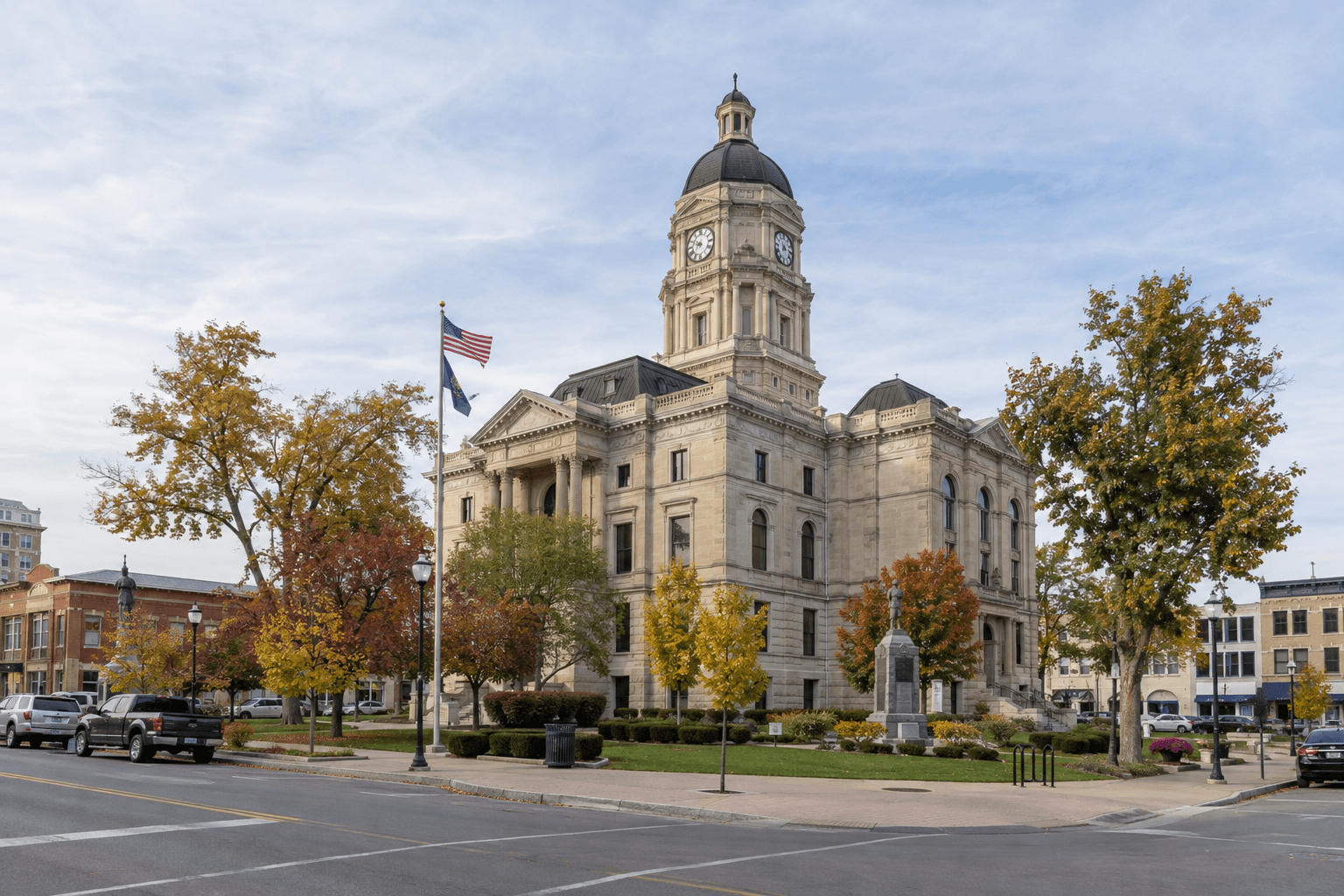 County courthouse setting in Warsaw, illustrating the Kosciusko County location of the reported crash and related filing issues.