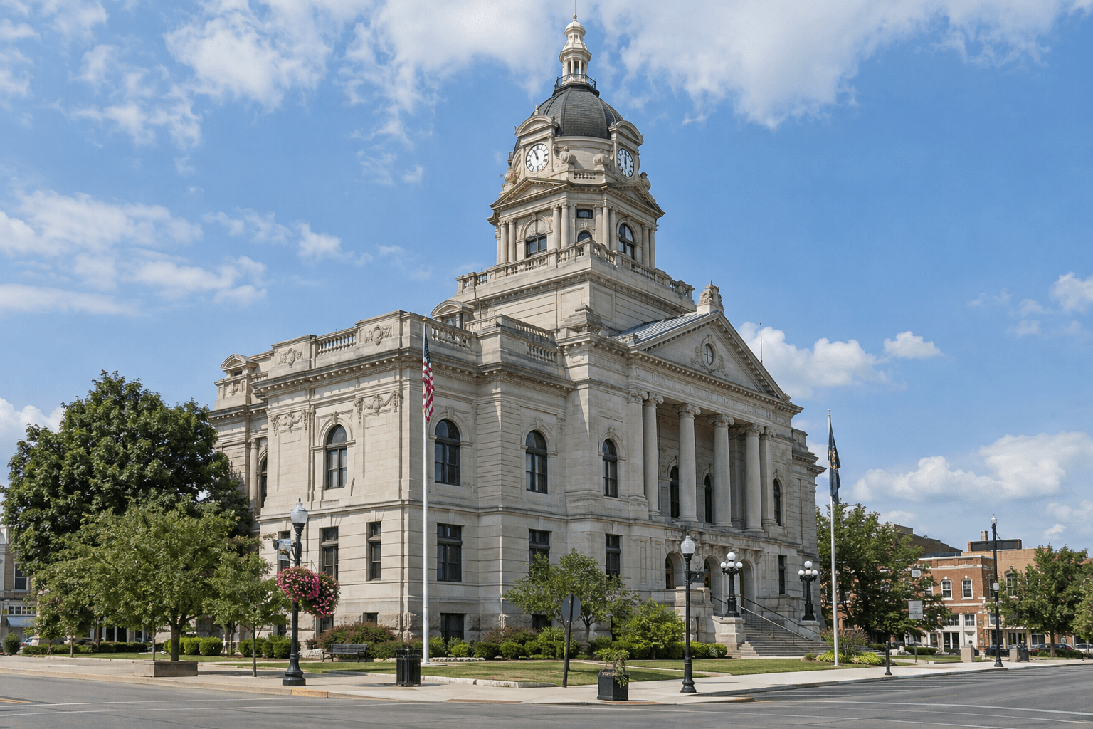 Wayne County courthouse in Richmond, representing the local legal setting for an Indiana injury claim.