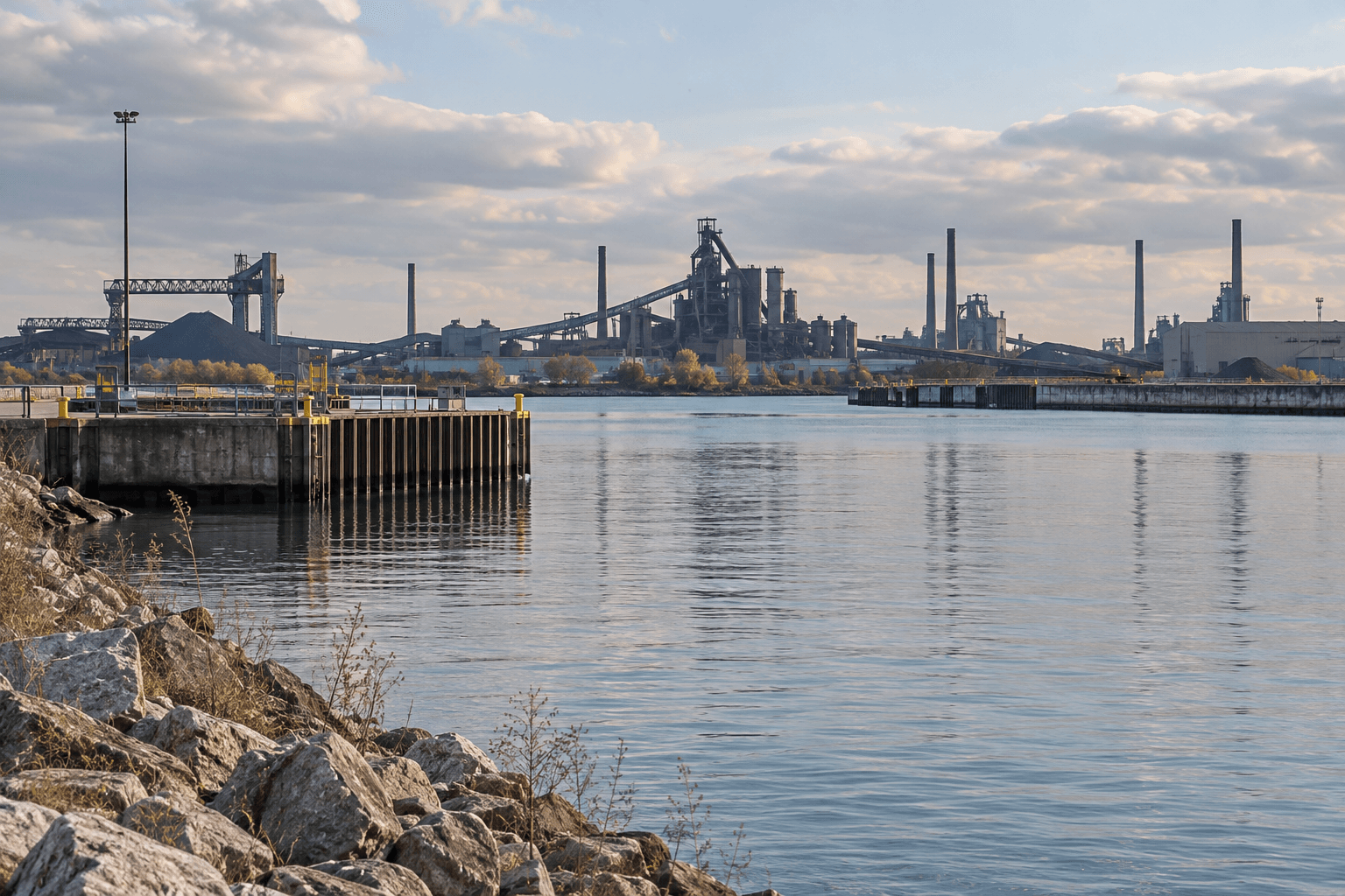 Harbor access area near Buffington Harbor in Gary, where crews recovered a vehicle from contaminated water.