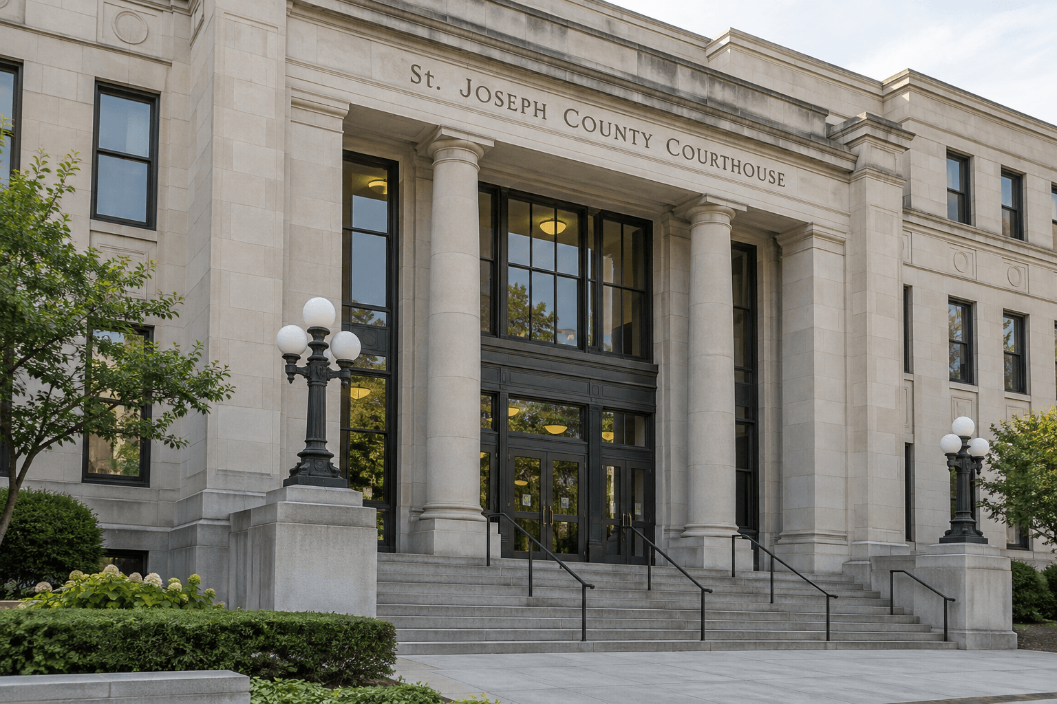 St. Joseph County courthouse exterior representing the jury verdict and court proceedings in the South Bend shooting case.