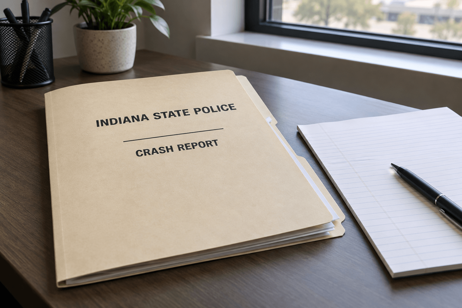 A generic Indiana crash-report workspace representing the records and investigation that may follow a Howard County collision.