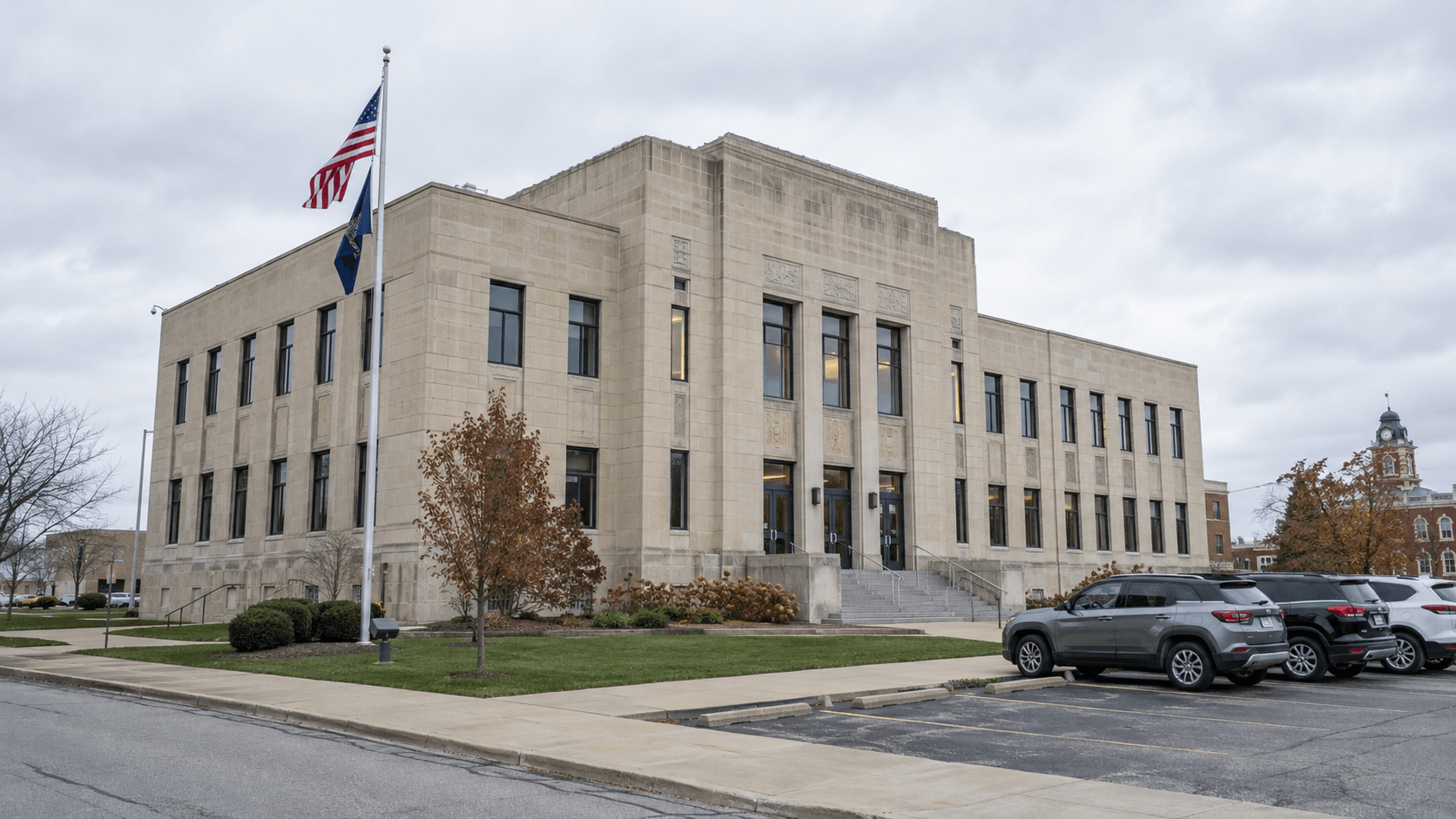 A Howard County government building representing the local records and legal process after a fatal traffic crash.