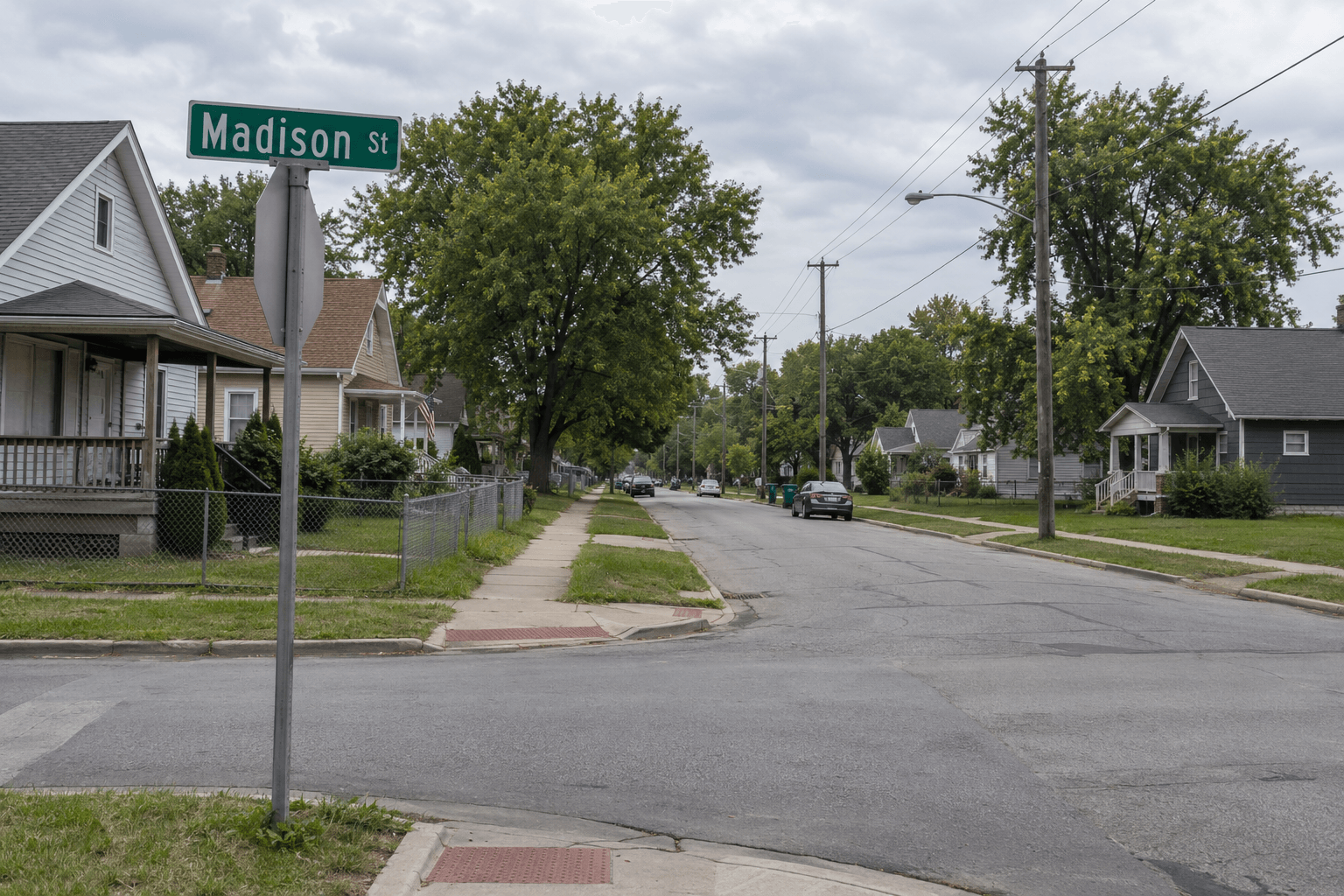 Madison Street area in Gary, Indiana, near the location of the reported rideshare SUV crash.