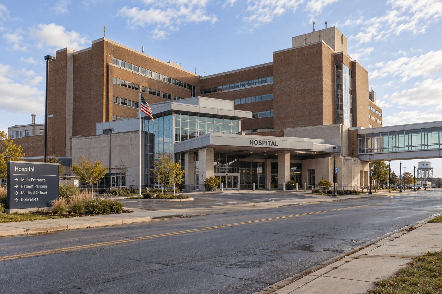 Hospital exterior in Gary, Indiana, reflecting reports that Hendrick Robinson died at Methodist Hospitals Northlake.