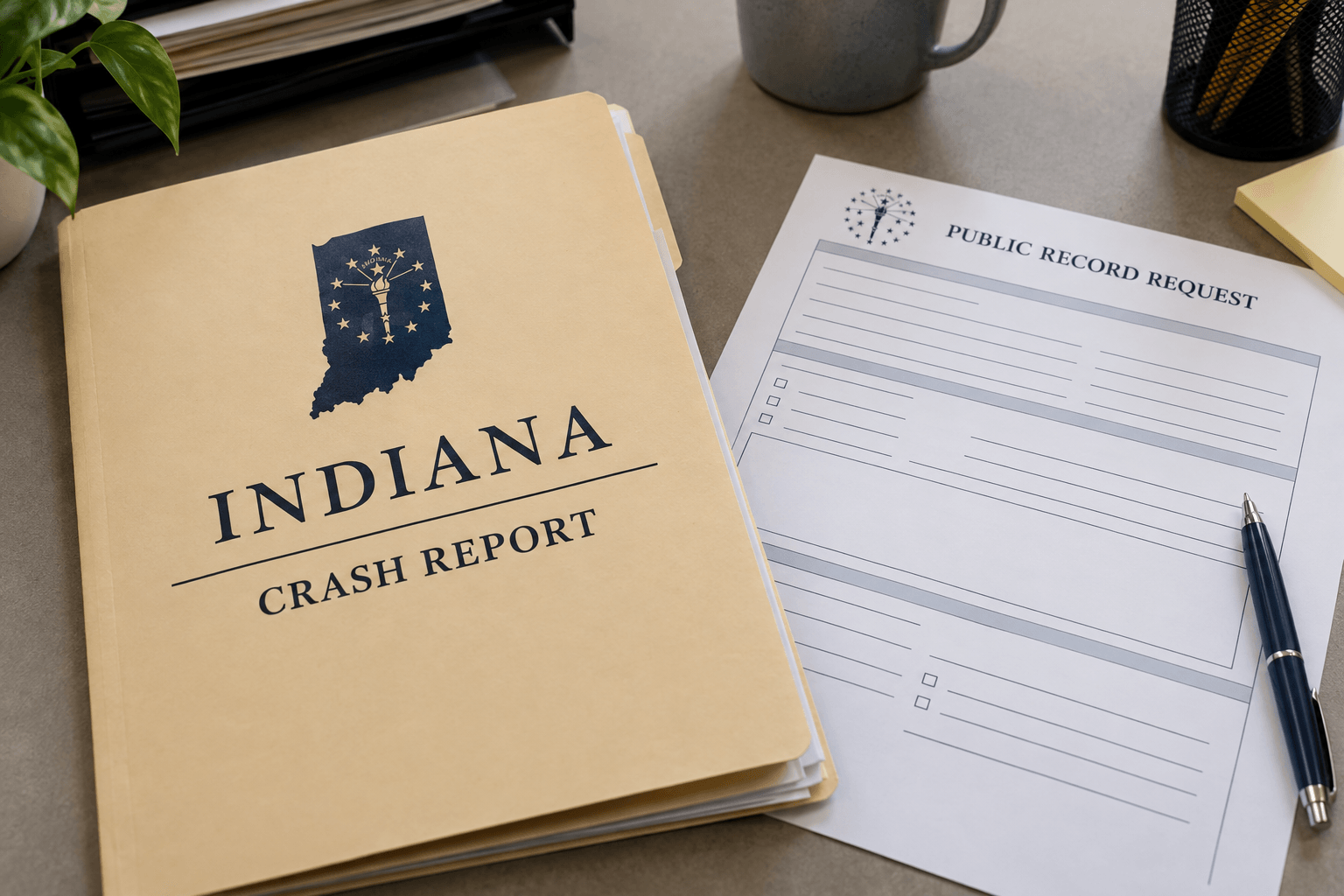Crash-report paperwork illustrating the records families may keep after a Kosciusko County traffic collision.