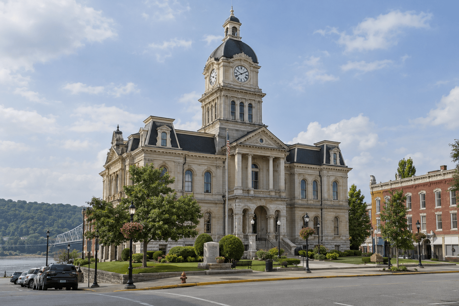 County courthouse setting in Madison, relevant to the distinction between criminal charges and a possible civil injury claim.