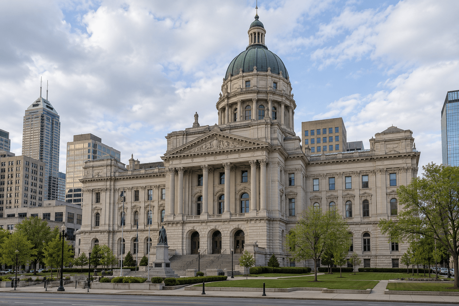 Marion County courthouse in Indianapolis, representing the local venue and Indiana legal issues that may follow a fatal crash.