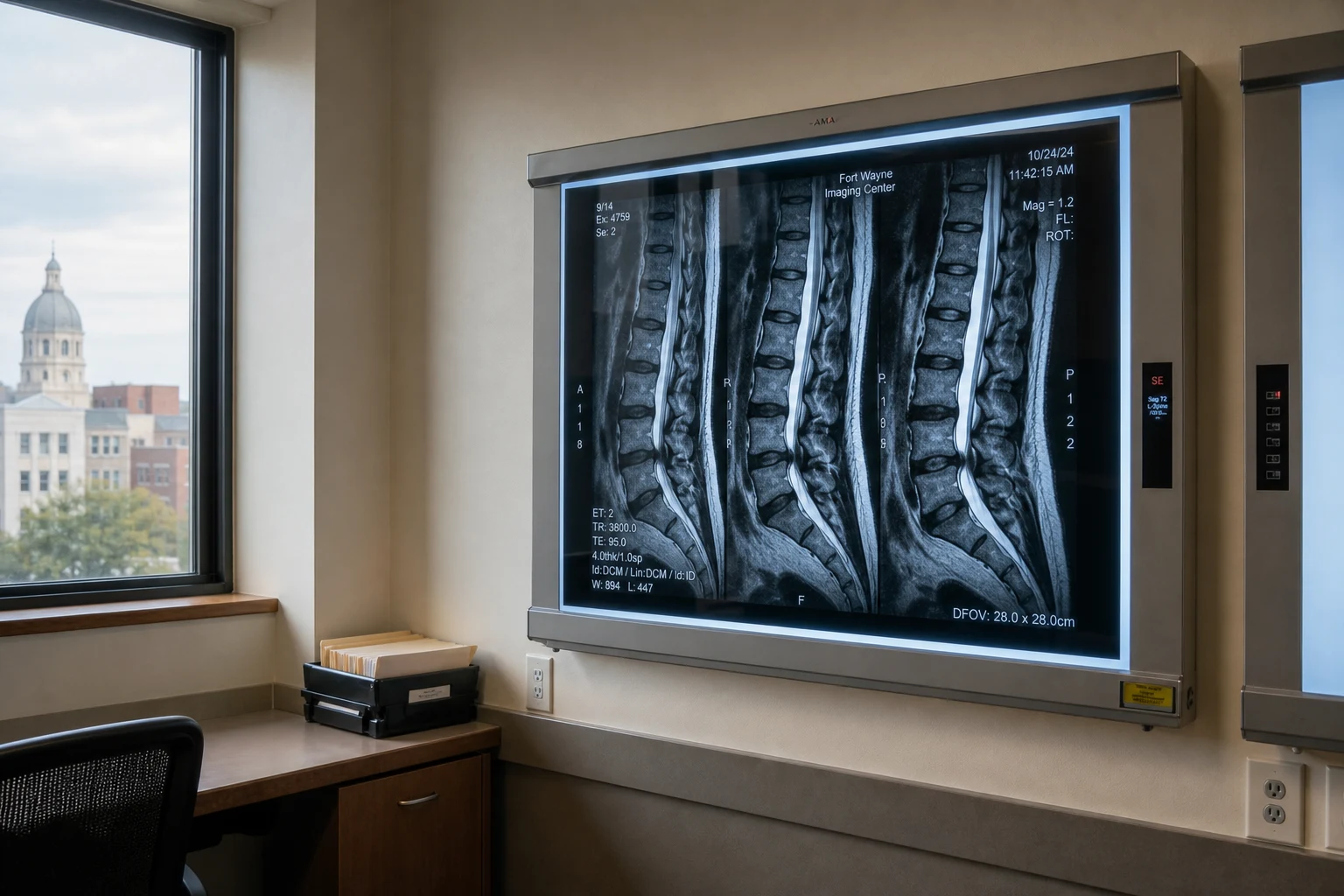 Fort Wayne fender-bender scene — mri lumbar display