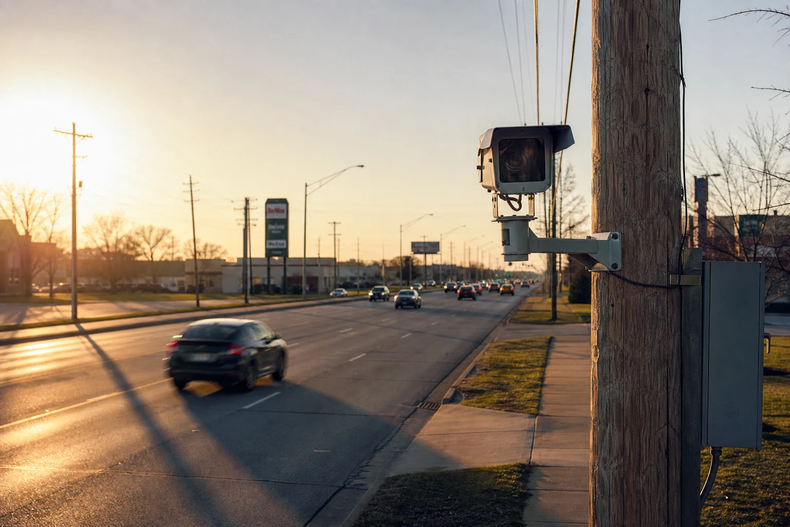 Fort Wayne aggressive-driving crash scene — corridor camera pan