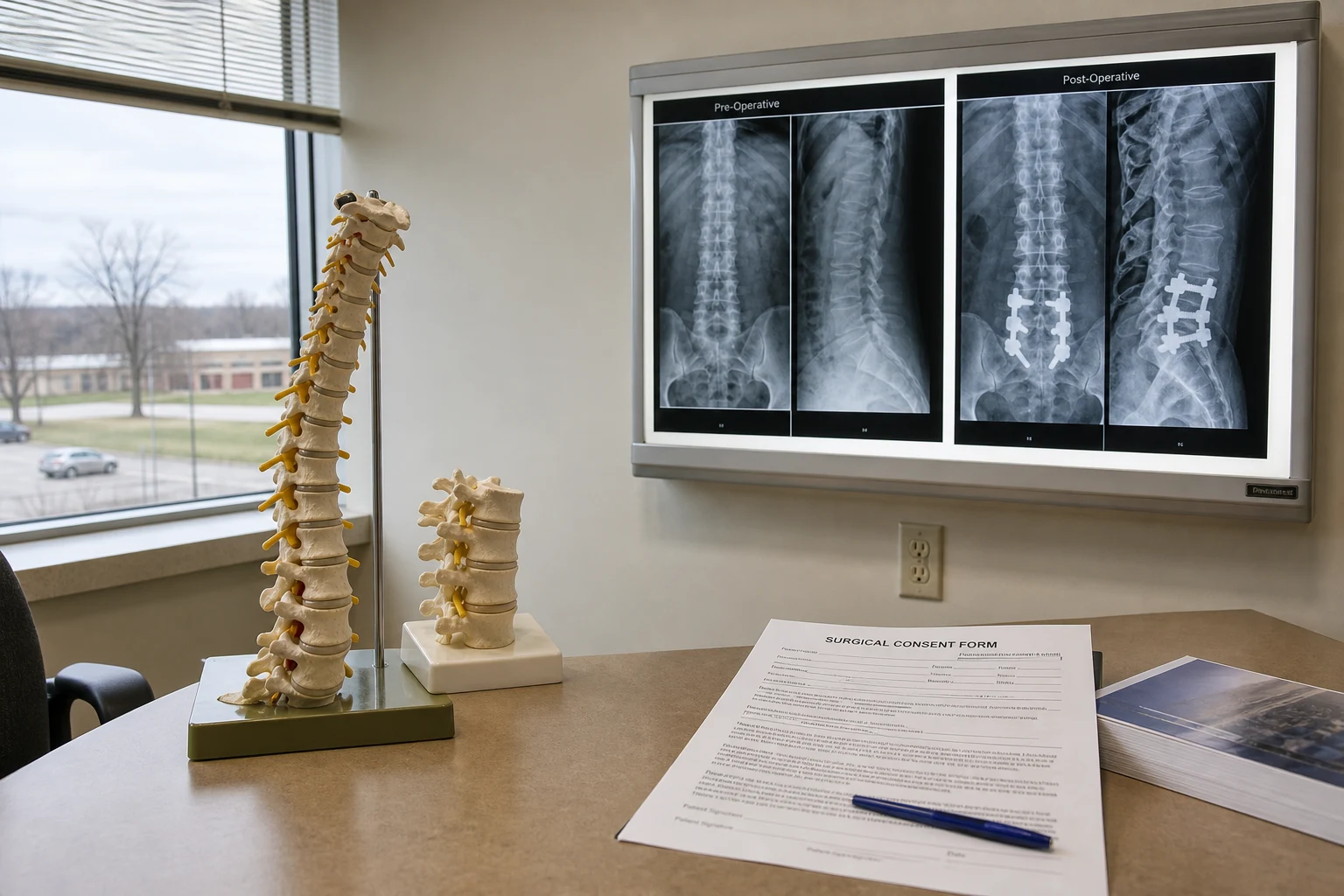 Fort Wayne back and neck injury scene — spine clinic models