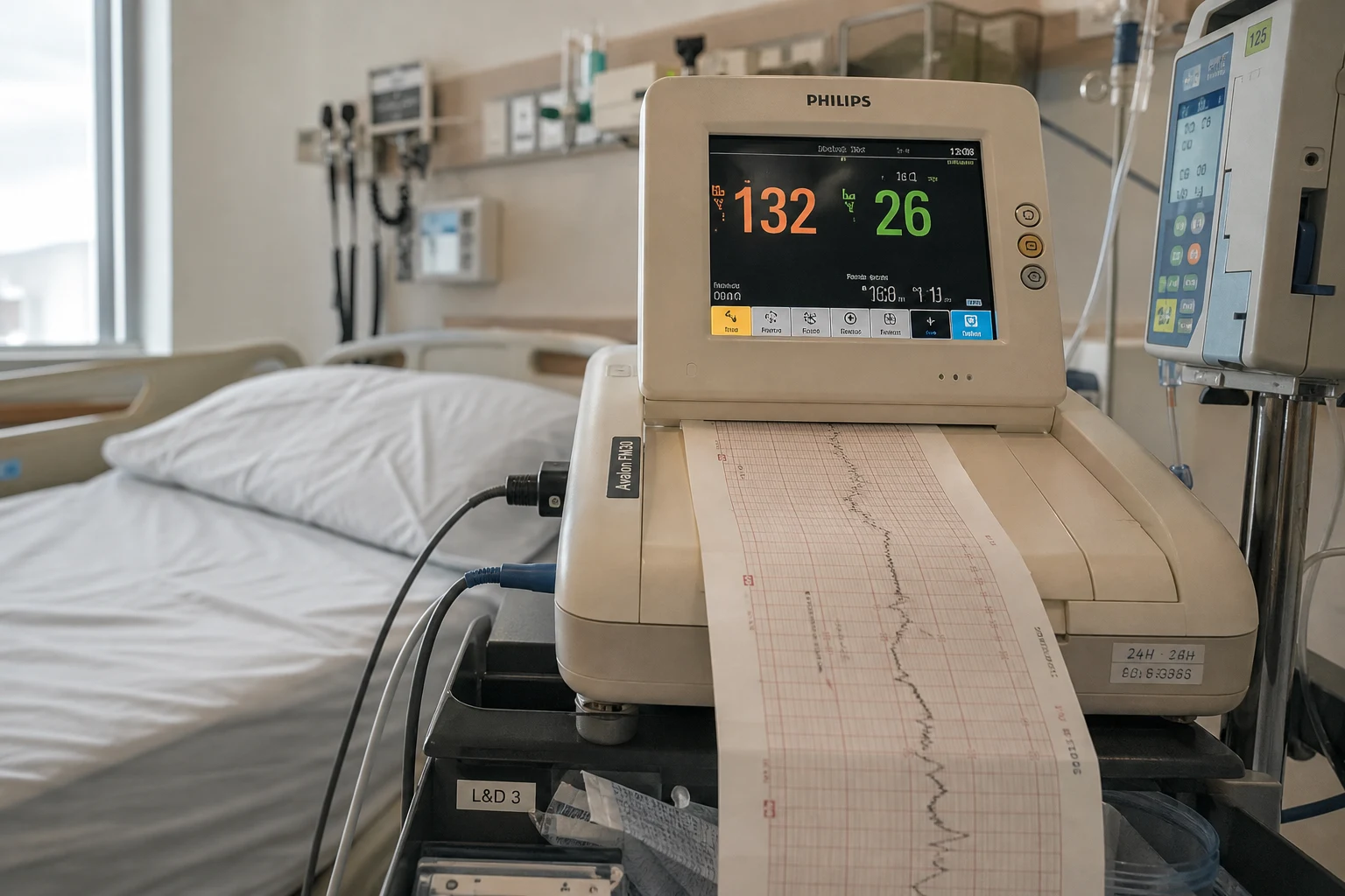 Fort Wayne birth injury scene — fetal monitor