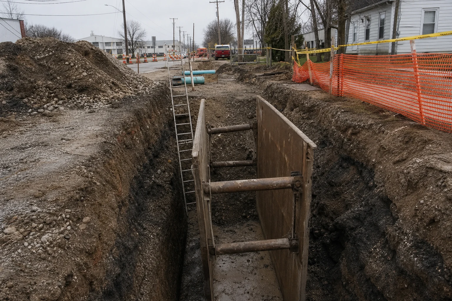 Fort Wayne construction accident scene — excavation