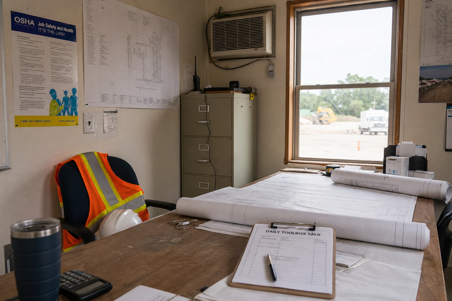 Fort Wayne construction accident scene — tools bench