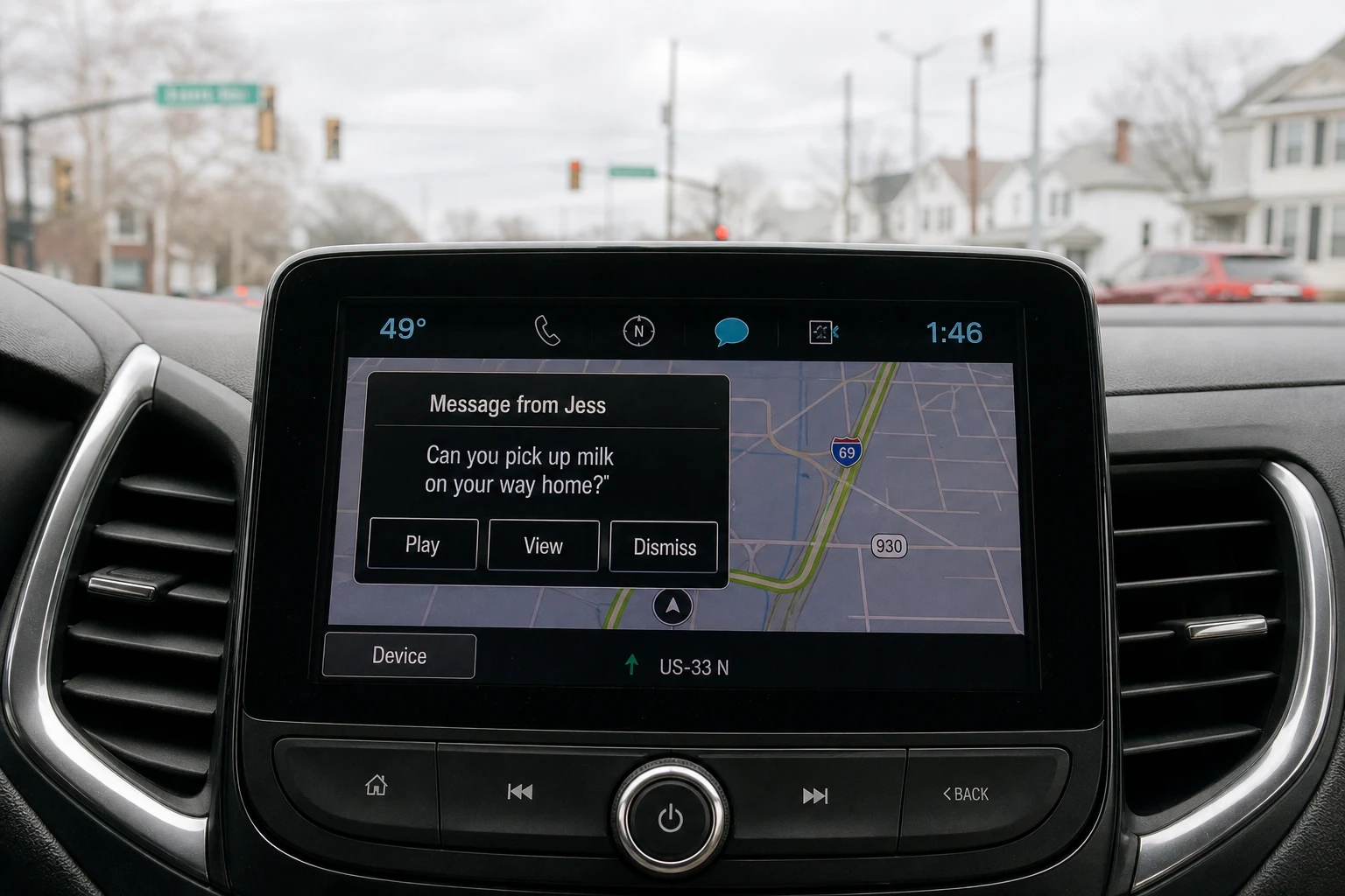 Fort Wayne distracted-driving crash scene — infotainment screen