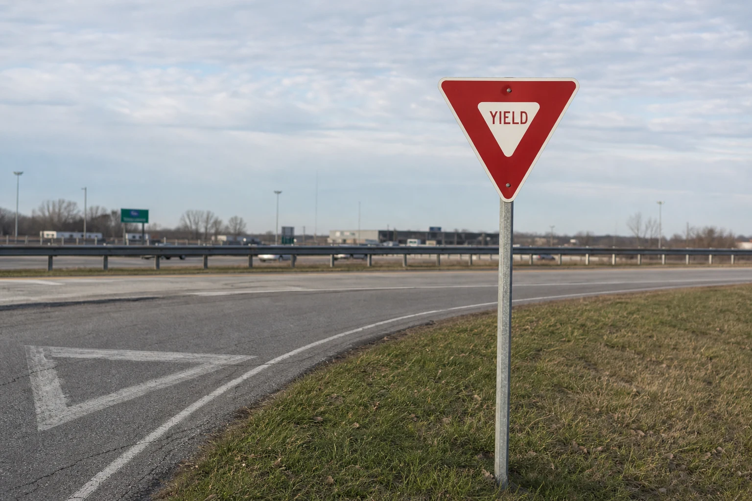 Fort Wayne failure-to-yield crash scene — yield sign merge
