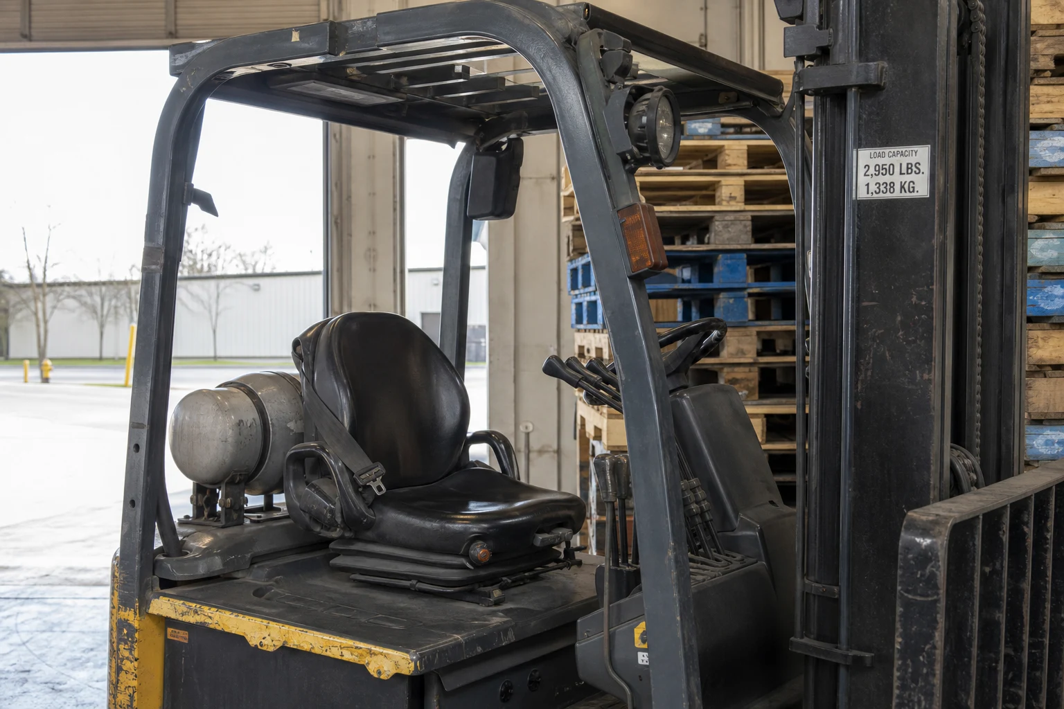 Fort Wayne forklift accident scene — forklift cabin