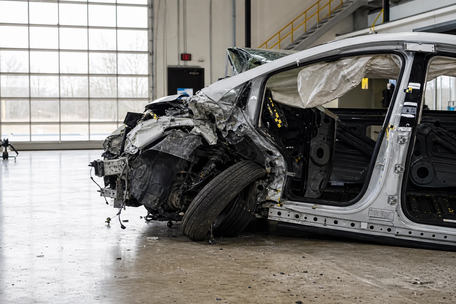 Fort Wayne head-on collision scene — iihs style deformation