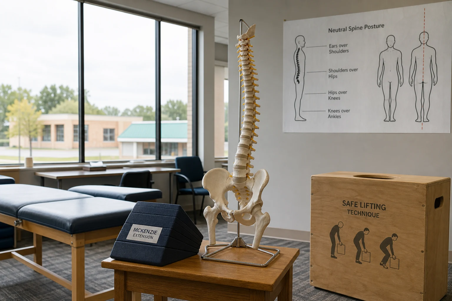 Fort Wayne herniated disc injury scene — back school classroom