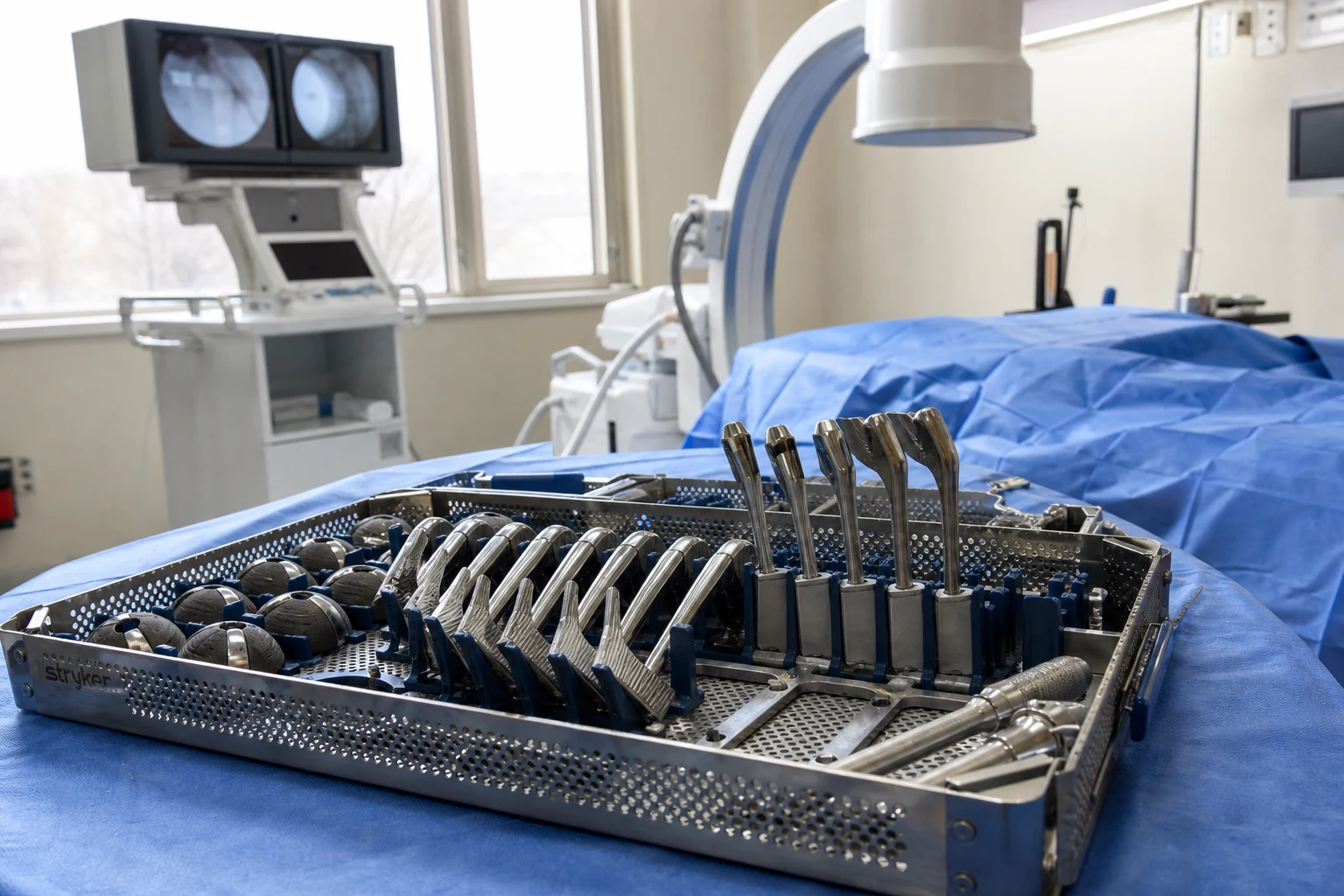 Fort Wayne hip injury scene — hip implant tray