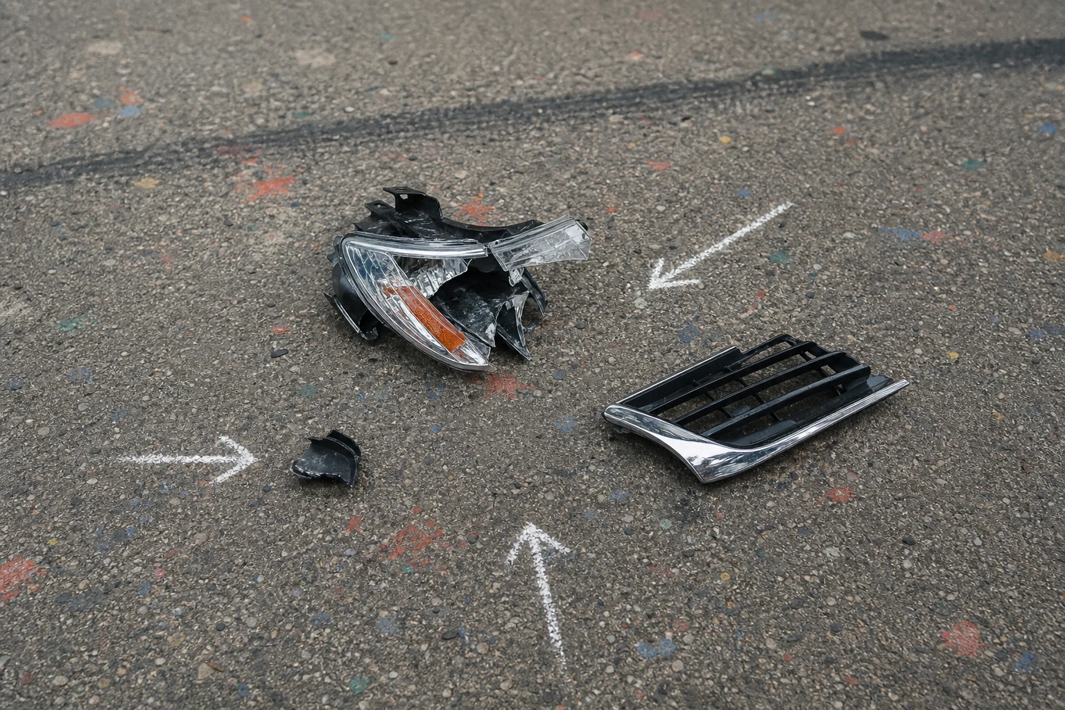 Fort Wayne hit-and-run crash scene — debris paint transfer