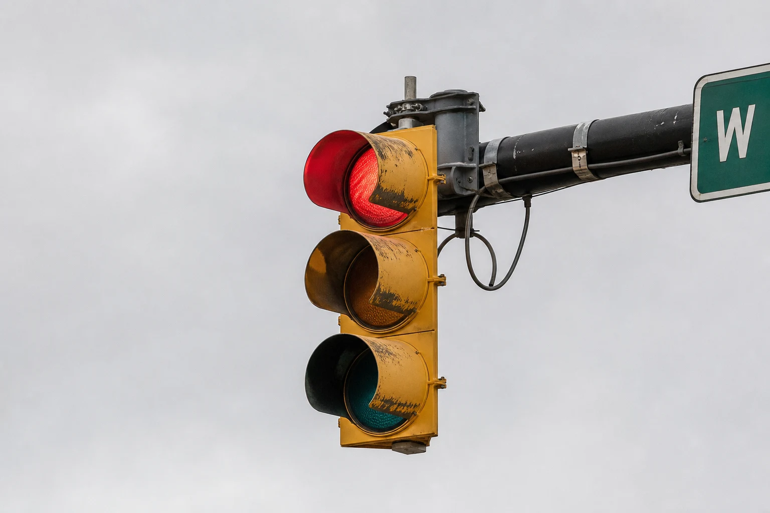 Fort Wayne intersection crash scene — signal head closeup