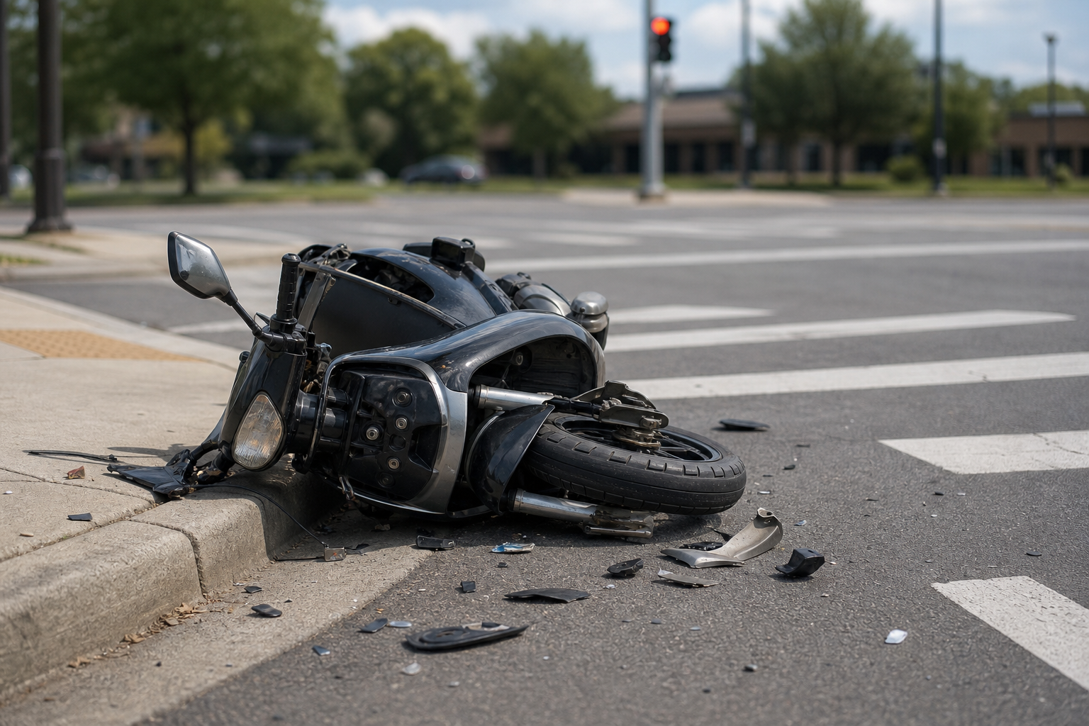 Moped tipped near a Fort Wayne intersection after a crash involving roadway traffic.