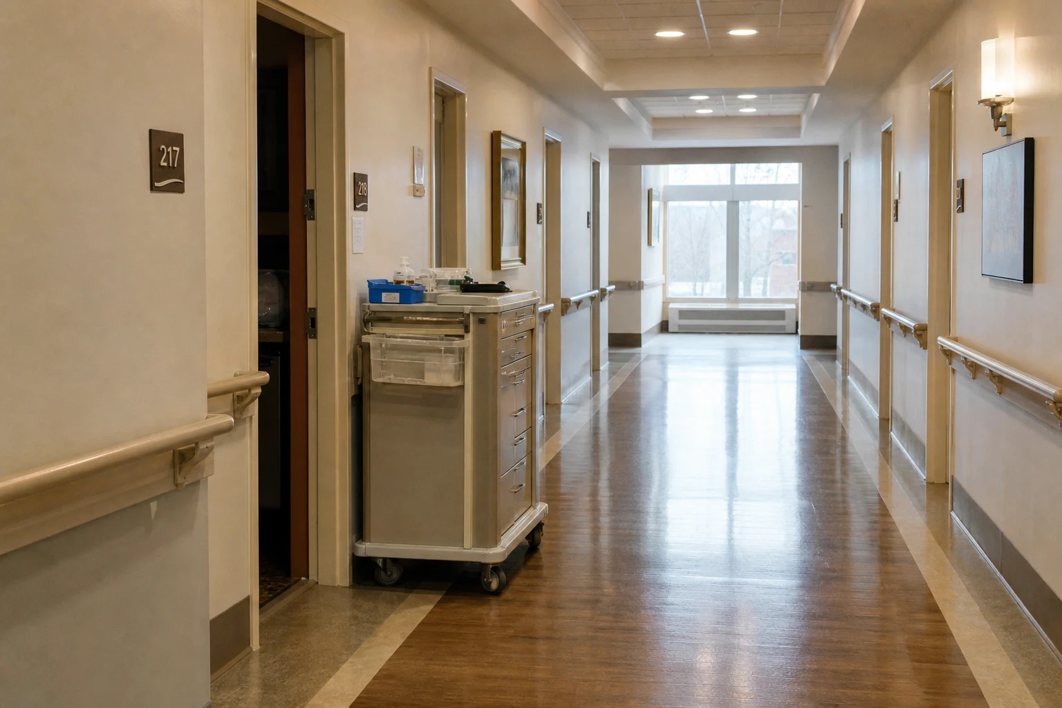 Fort Wayne nursing home abuse scene — corridor