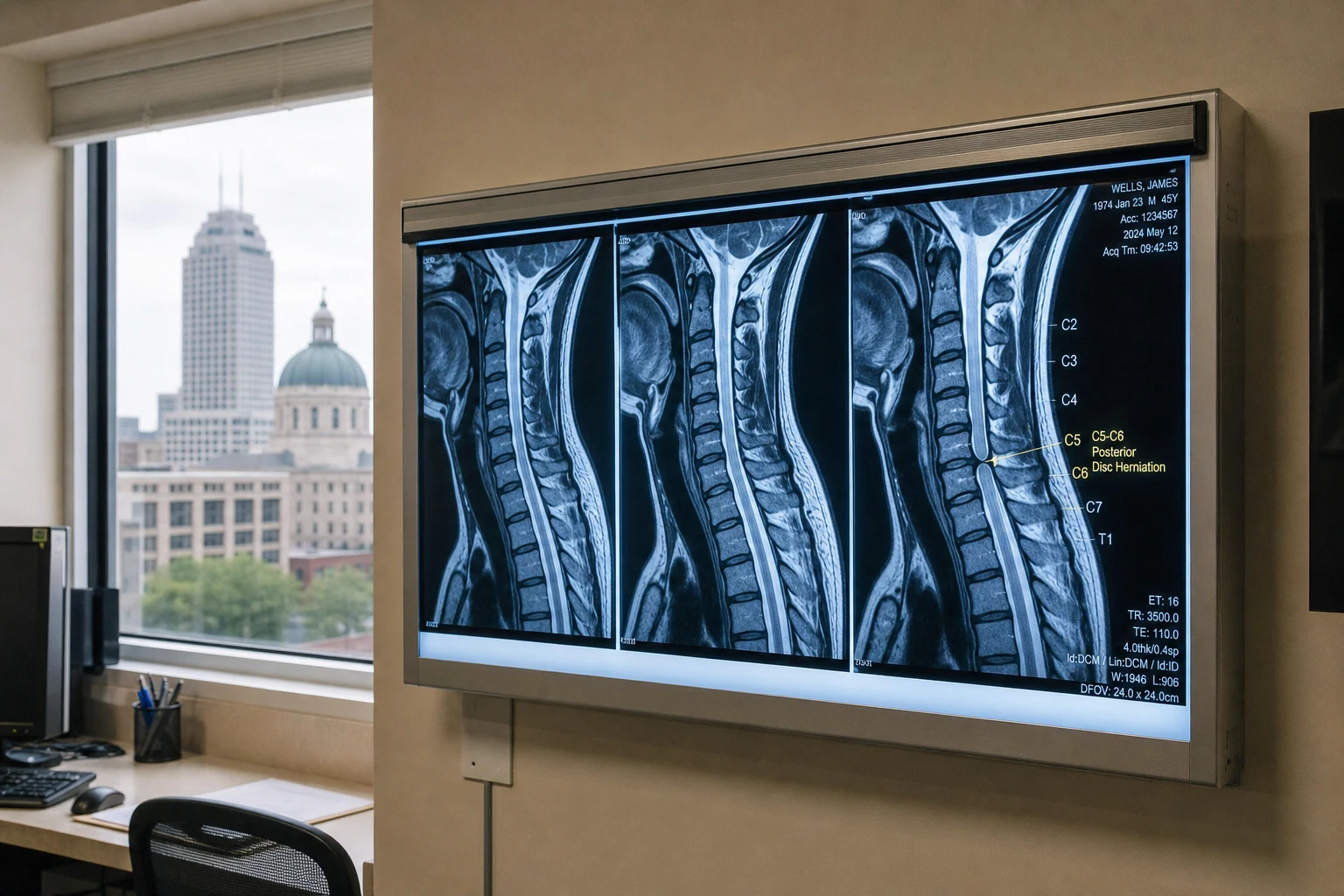 Fort Wayne rear-end crash scene — cervical mri display