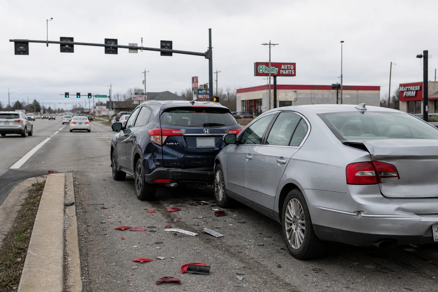 Fort Wayne rear-end crash scene — rear impact scene