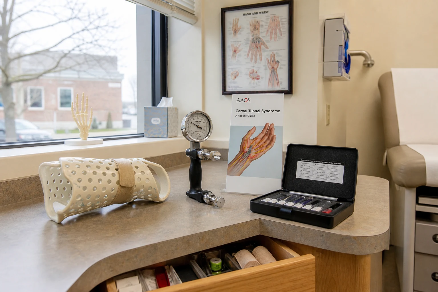 Fort Wayne repetitive motion injury scene — hand clinic tools