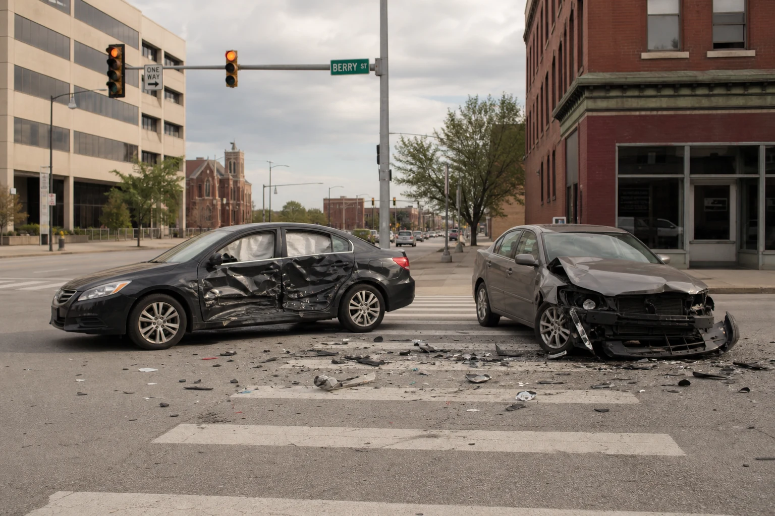 Fort Wayne T-bone crash scene — intersection scene