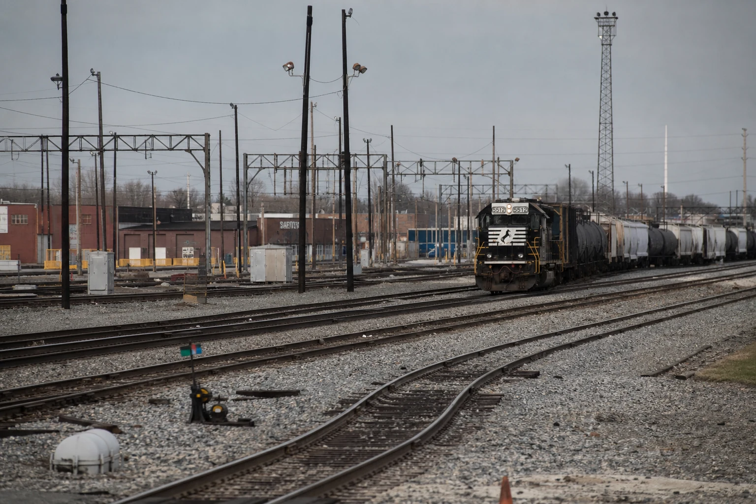 Fort Wayne train accident scene — locomotive yard