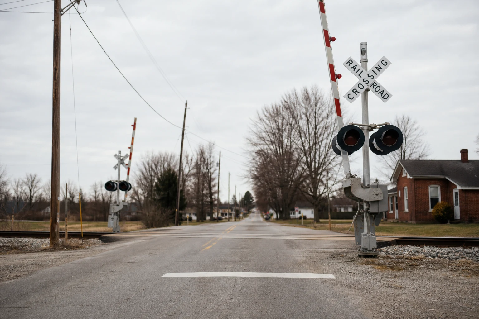 Fort Wayne train accident scene — crossing arm up
