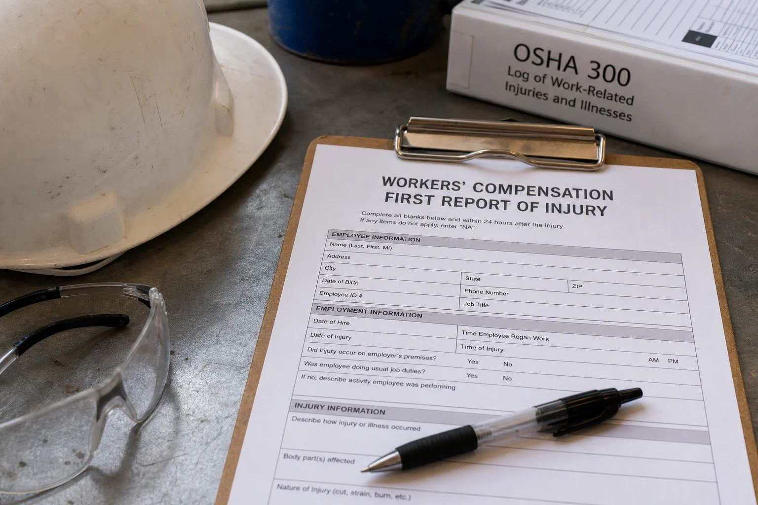 Fort Wayne workers' compensation scene — injury report desk