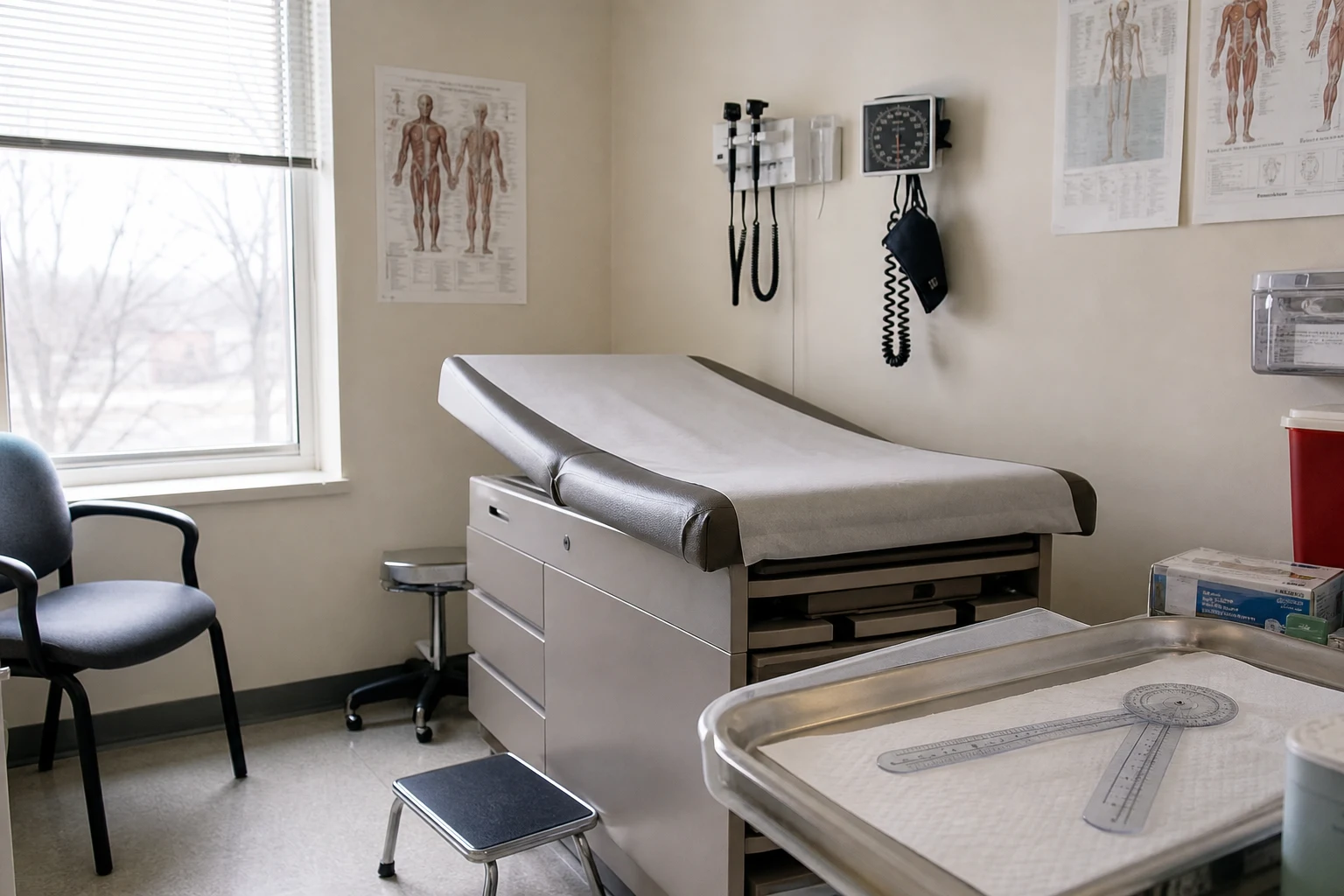 Fort Wayne workers' compensation scene — clinic exam room