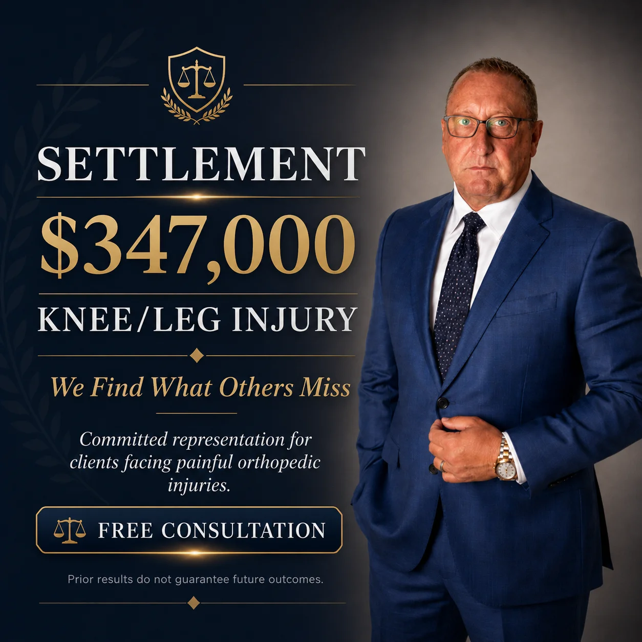 Acuerdo reciente de $347,000 por lesión de rodilla/pierna — Delventhal Law Office