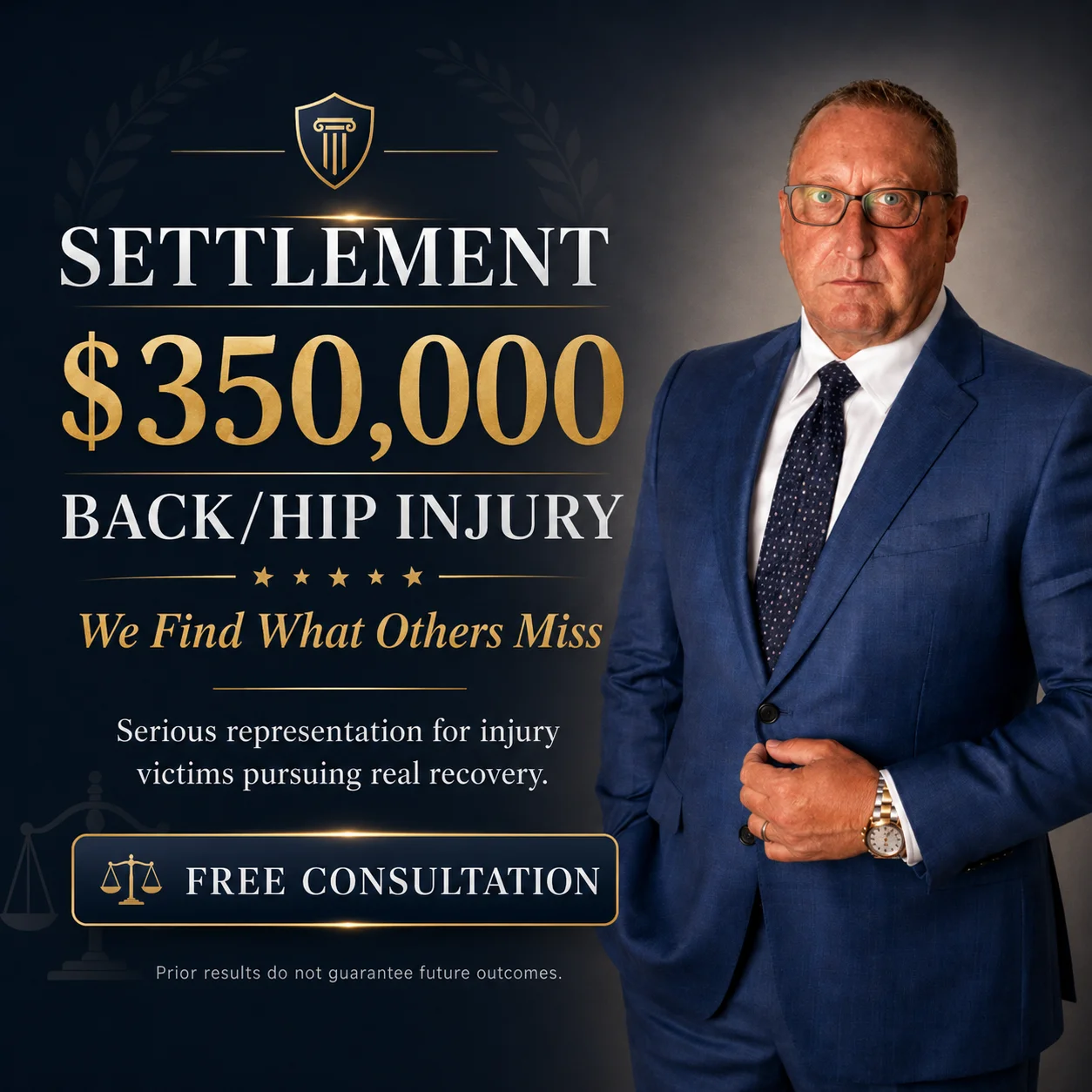 Acuerdo reciente de $350,000 por lesión de espalda/cadera — Delventhal Law Office